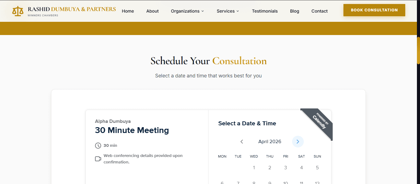 Rashid Dumbuya Law Chambers - Professional Law Firm Website screenshot 2