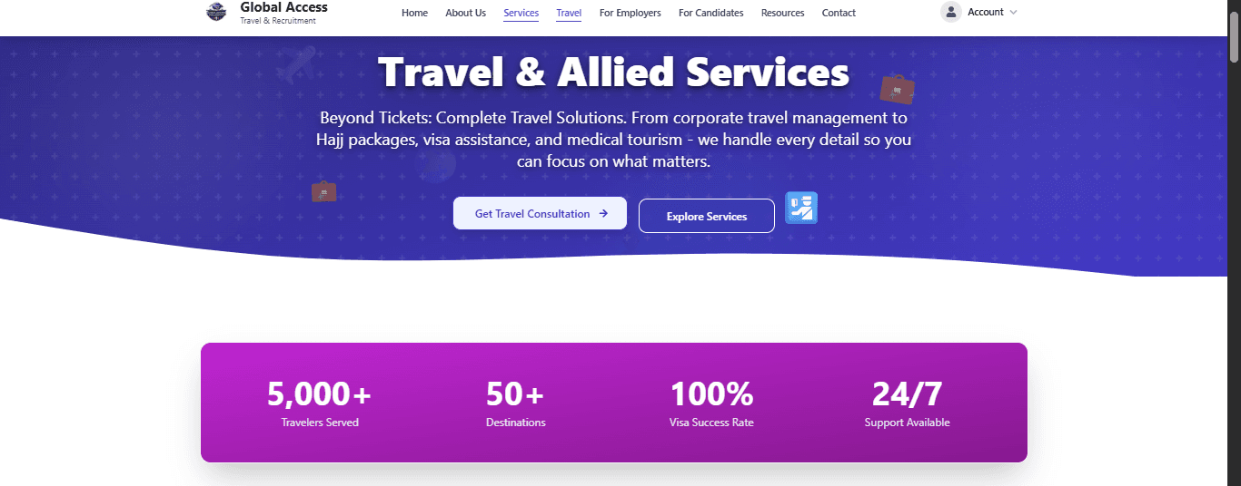 Global Access Travel and Recruitment Agency - Enterprise Recruitment & Travel Platform screenshot 3