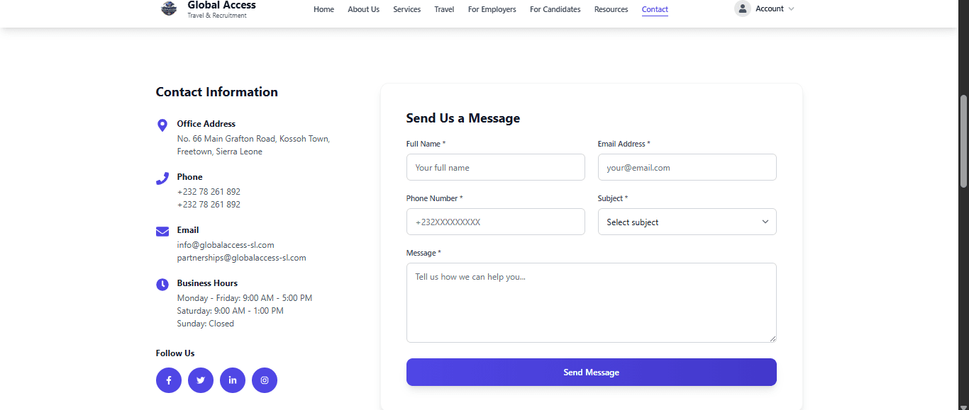 Global Access Travel and Recruitment Agency - Enterprise Recruitment & Travel Platform screenshot 2