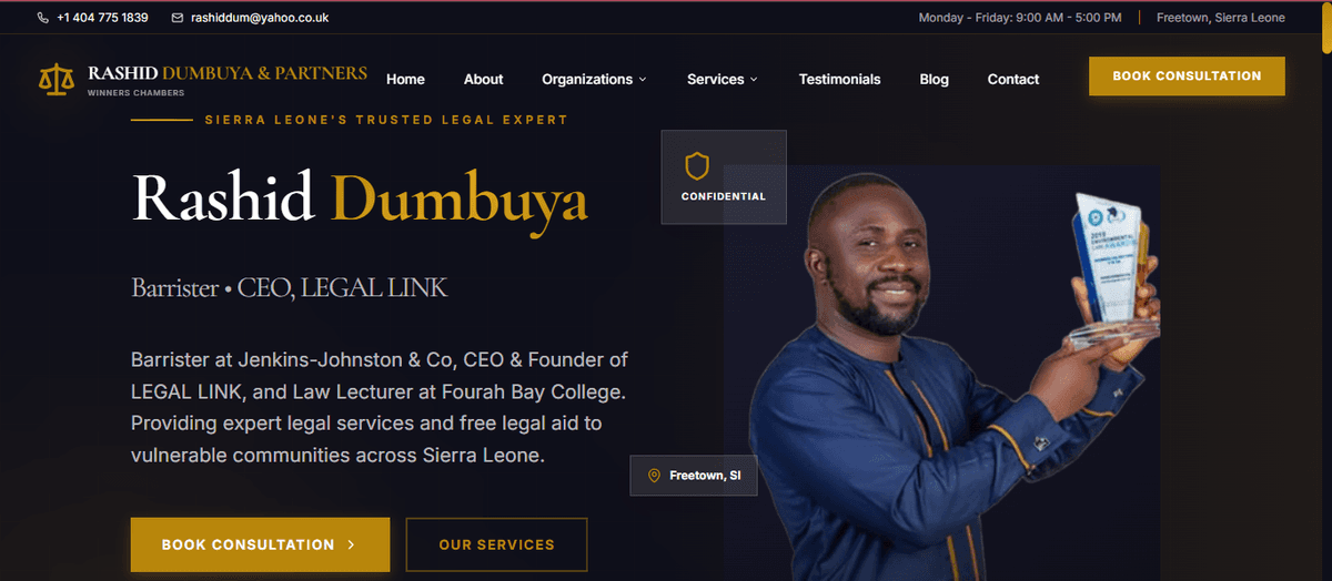 Rashid Dumbuya Law Chambers - Professional Law Firm Website