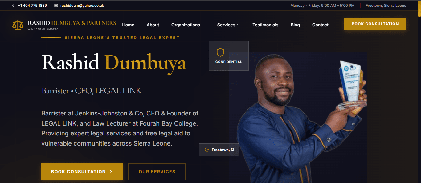Rashid Dumbuya Law Chambers - Professional Law Firm Website